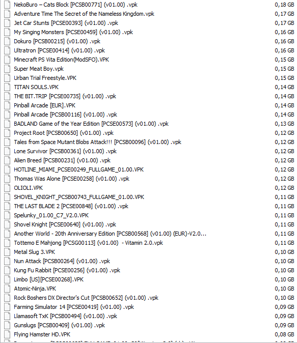 Chargement de Jeux PSVITA