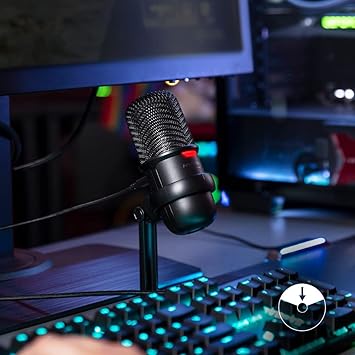 Microphone USB HyperX SoloCast – pour PC, PS4 et Mac, Désactivation du micro par pression