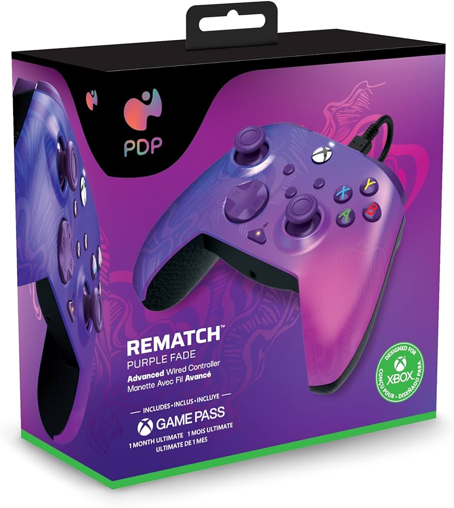 وحدة تحكم PDP Rematch لجهاز Xbox Series X|S والكمبيوتر الشخصي بتدرج اللون الأرجواني