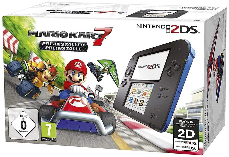 Console Nintendo 2DS - noire et bleue Edition Mario Kart 7