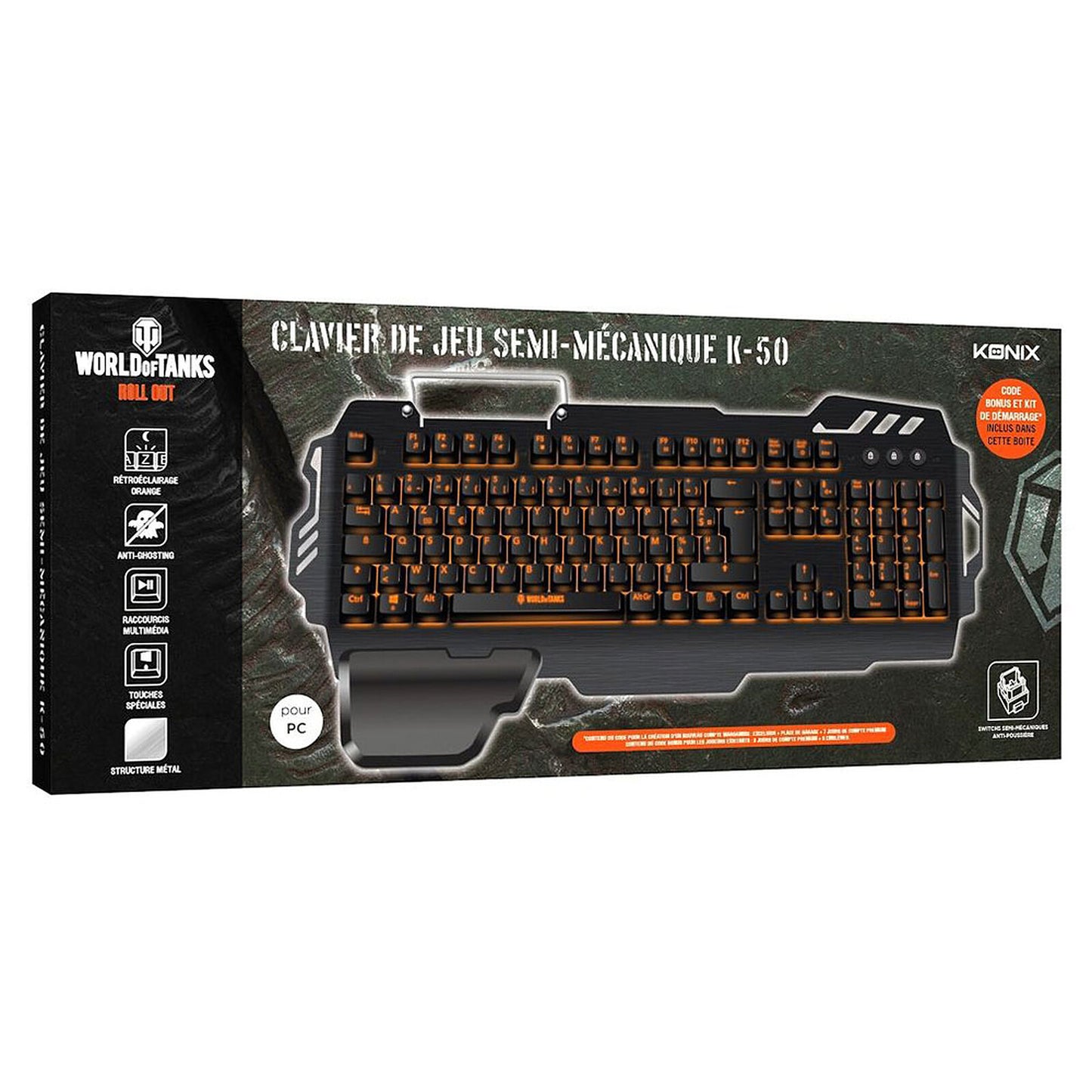 Clavier Semi Mécanique Konix K50 World of Tanks