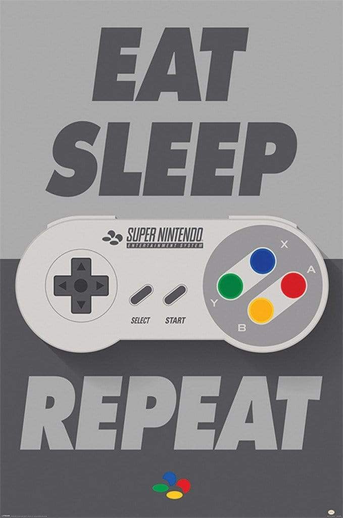 Nintendo Eat Sleep SNES Repeat Affiche 61x91,5cm