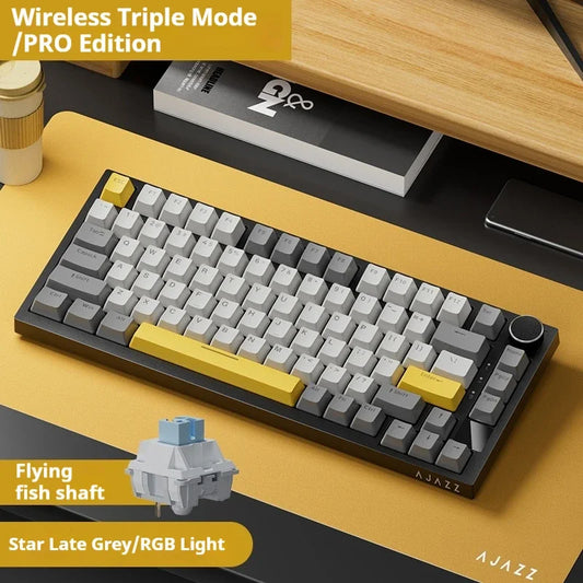 Clavier Mécanique Sans Fil Ajazz AK820 PRO - Black & Grey | Wireless Gaming Keyboard