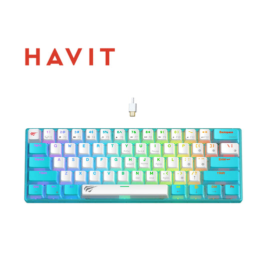 Clavier Mecanique Filaire HAVIT KB903L (Red Switch) | 61 Keys | White/Blue