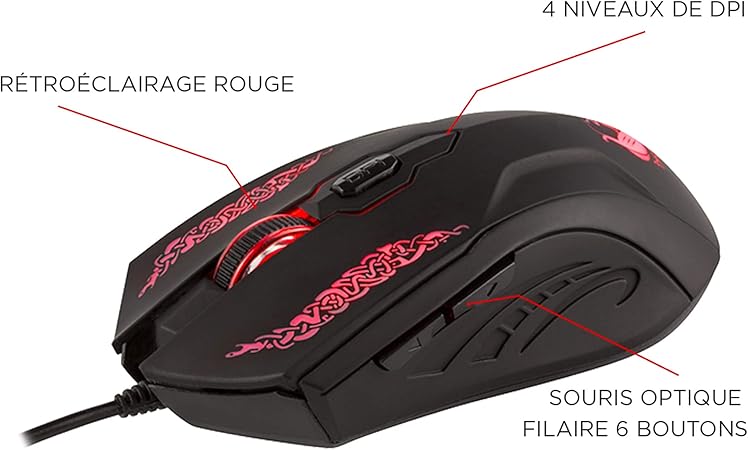PACK CLAVIER + SOURIS + TAPIS Konix Drakkar Raider Pack