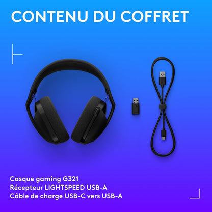 Logitech G G321 LIGHTSPEED, Casque Gaming Bluetooth sans fil - Noir-