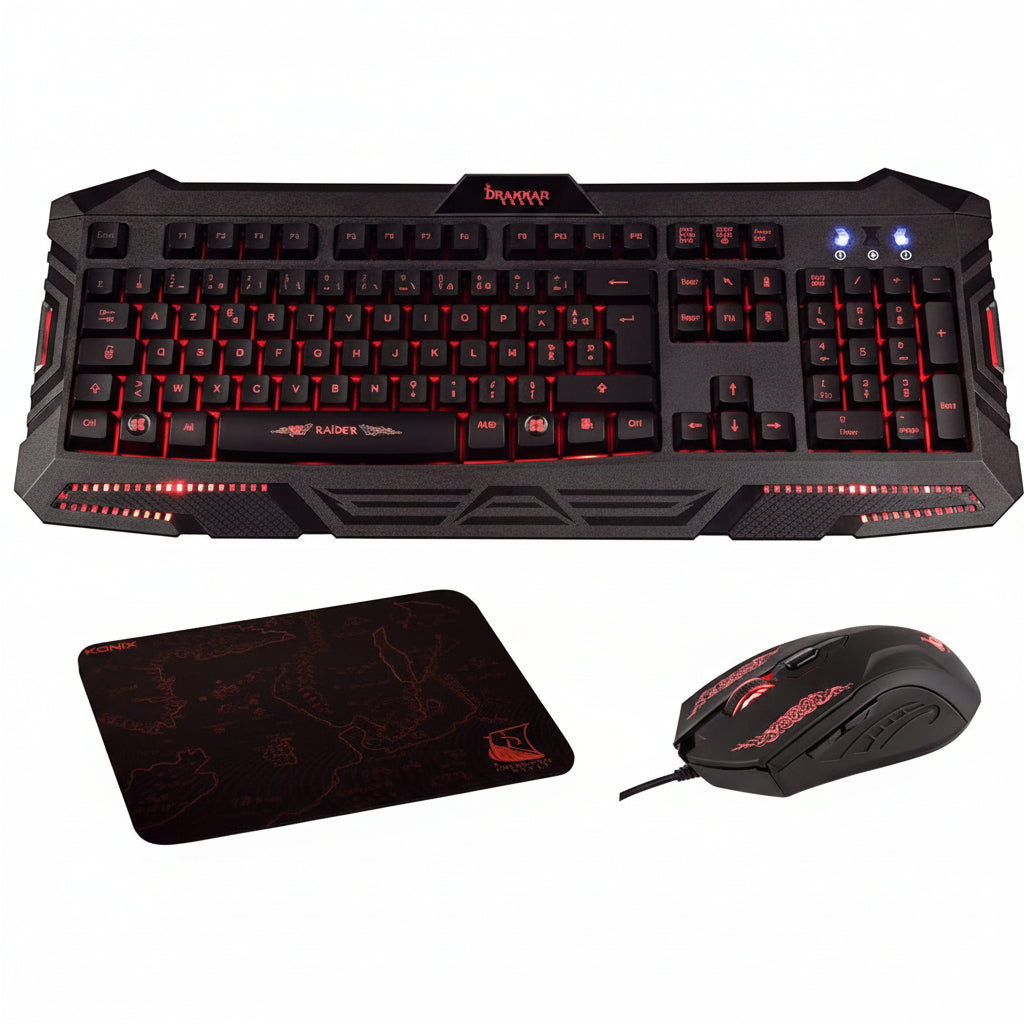 PACK CLAVIER + SOURIS + TAPIS Konix Drakkar Raider Pack