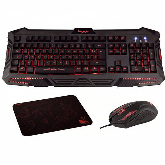 PACK CLAVIER + SOURIS + TAPIS Konix Drakkar Raider Pack