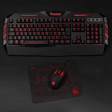 PACK CLAVIER + SOURIS + TAPIS Konix Drakkar Raider Pack