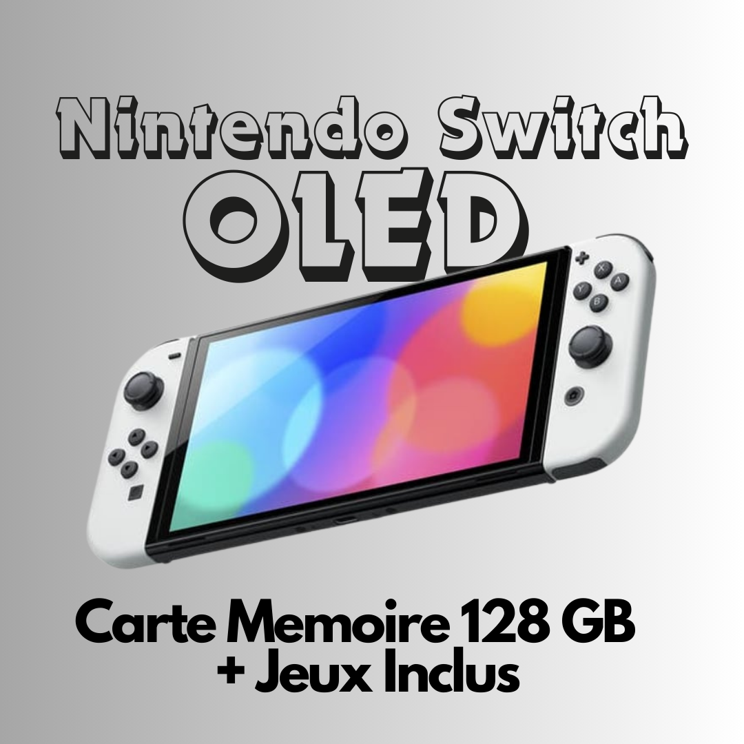 Nintendo Switch Oled (Flashé + Carte Mémoire 128 GB + Jeux) Occasion ♻️