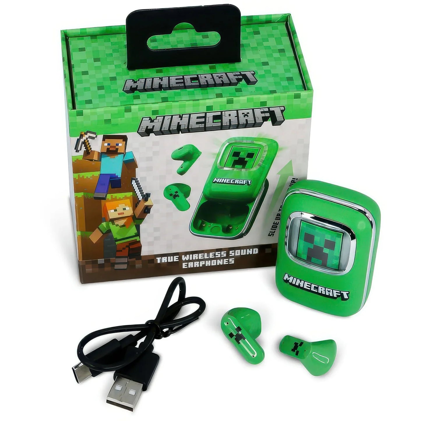 Ecouteur Sans Fil MINECRAFT - Slide Case Light Up - Earpods Audio TWS