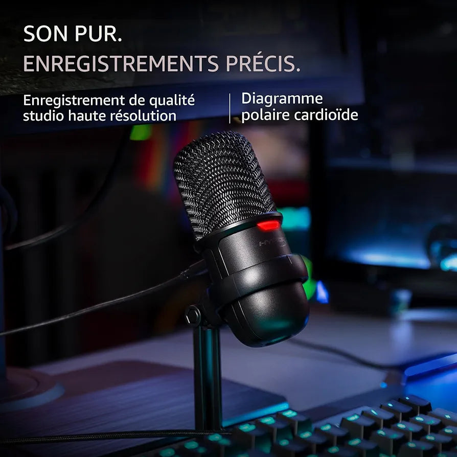 Microphone USB HyperX SoloCast – pour PC, PS4 et Mac, Désactivation du micro par pression