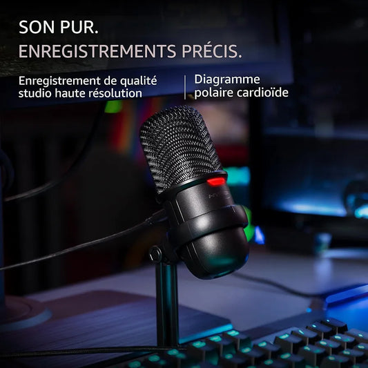Microphone USB HyperX SoloCast – pour PC, PS4 et Mac, Désactivation du micro par pression