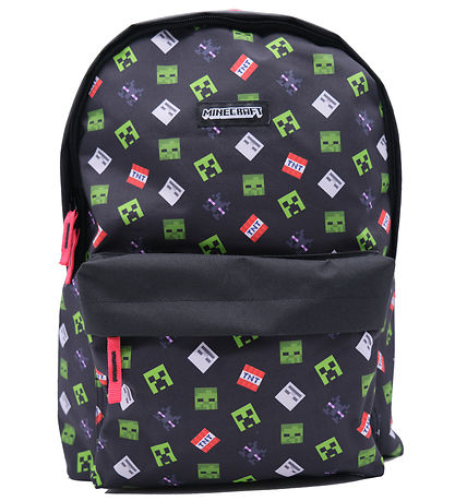 Cartable | Backpack | Sac À Dos | - Minecraft  (black | red) - 38 X 28 X 13 Cm