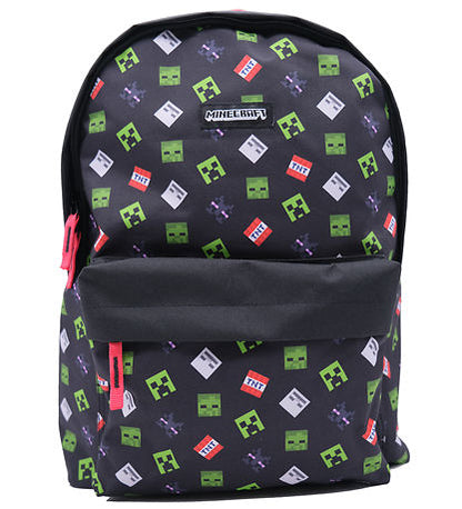 Cartable | Backpack | Sac À Dos | - Minecraft  (black | red) - 38 X 28 X 13 Cm