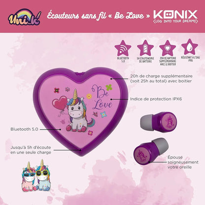 Konix Unik Écouteurs sans Fil Pink  for Smartphones et tablettes (ROSE)