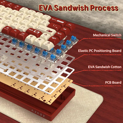 Clavier Filaire A.JAZZ AK680 mécanique filaire (65%)  - Red & White