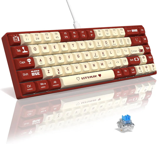 Clavier Filaire A.JAZZ AK680 mécanique filaire (65%)  - Red & White