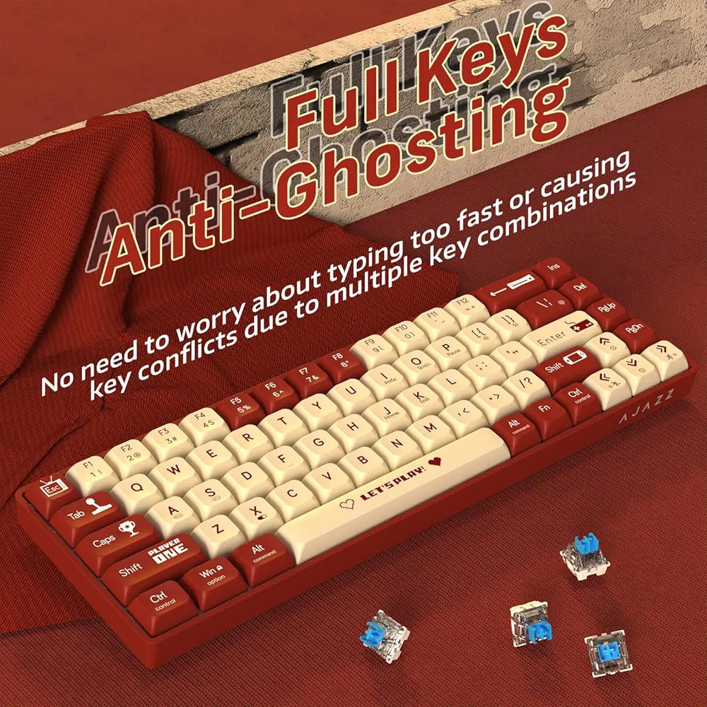 Clavier Filaire A.JAZZ AK680 mécanique filaire (65%)  - Red & White