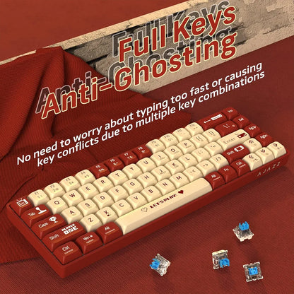 Clavier Filaire A.JAZZ AK680 mécanique filaire (65%)  - Red & White