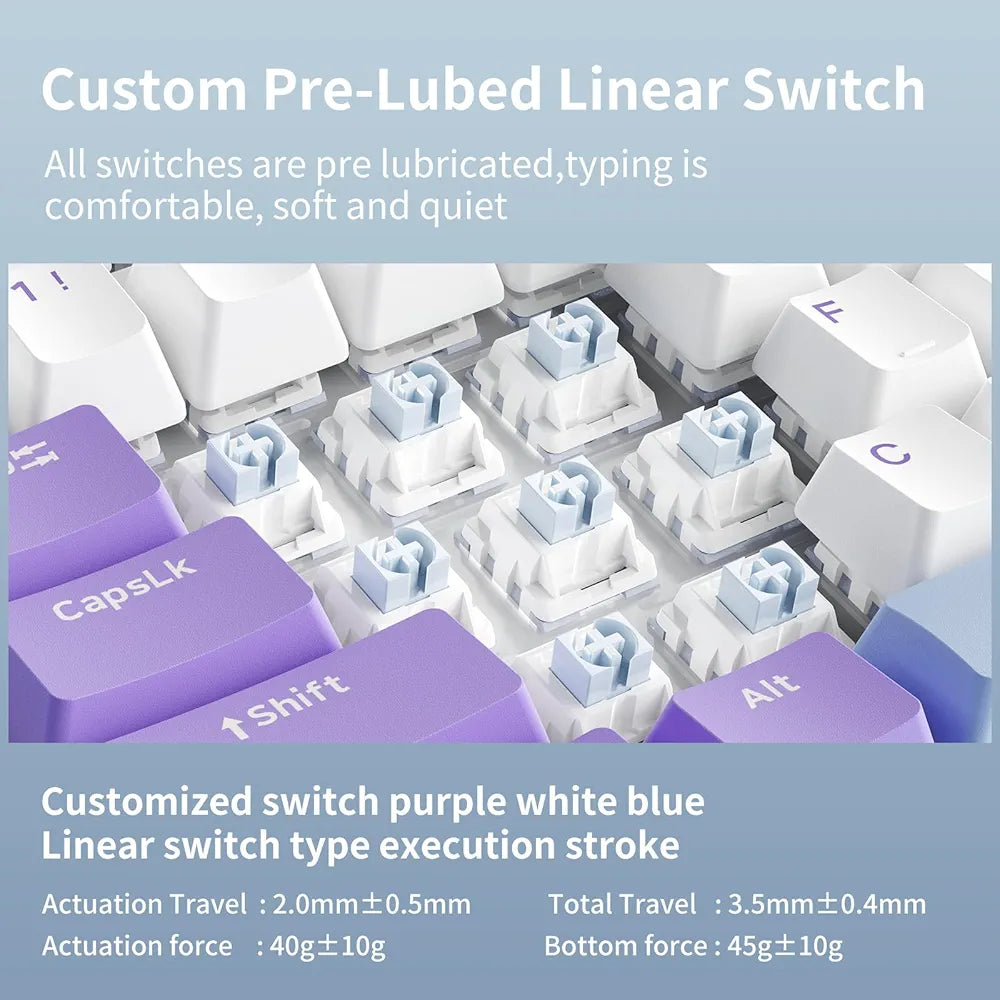 Clavier mécanique Avec Fil Ajazz AK820   - Purple & White |  Gaming Keyboard