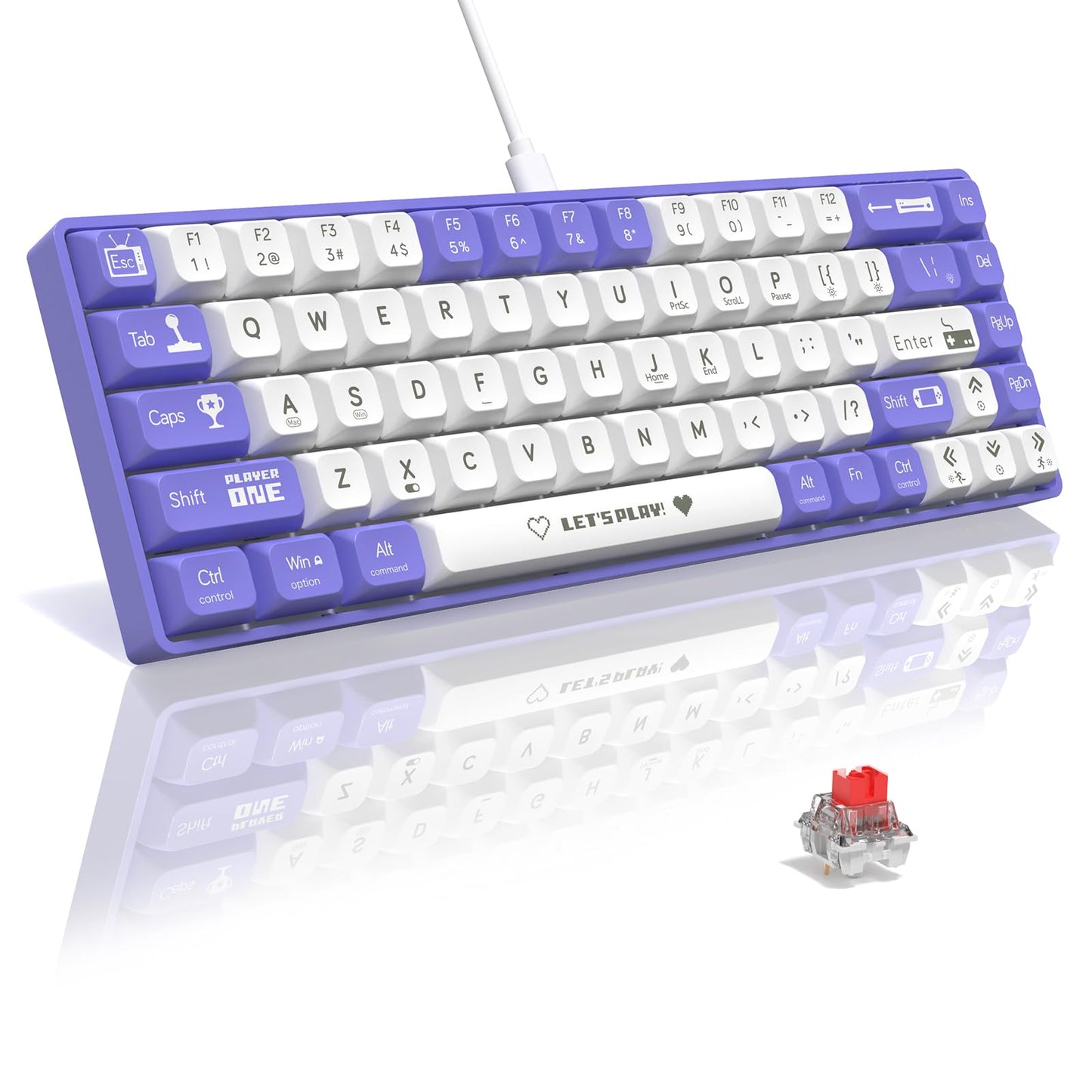 Clavier Filaire A.JAZZ AK680 mécanique filaire (65%)  - Purple & White