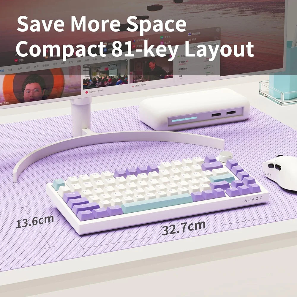 Clavier mécanique Avec Fil Ajazz AK820   - Purple & White |  Gaming Keyboard