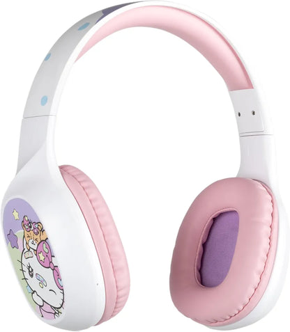 Casque Konix Hello Kitty sans Fil Bluetooth 5.3 Autonomie 30 h  + Câble Jack 3,5 mm - Blanc et Rose
